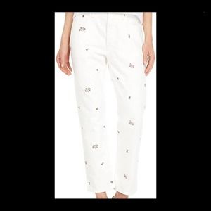 Levis  Women premium 501 cropped White with floral print Jeans Sz. 0 23 x 26